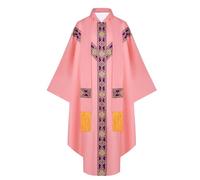 Cosearlm Church Catholic Priest Unisex Priest Costume with Stole Chasuble for Catholic Priests Clergy Robes for Men, Pink, One size
