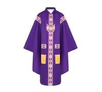 Cosearlm Church Catholic Priest Unisex Priest Costume with Stole Chasuble for Catholic Priests Clergy Robes for Men, Purple, One size