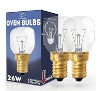 Coselena 26W Pygmy Oven Bulb - Pack of 2 SES E14 Small Edison Screw - Warm White Incandescent Oven Light Bulb - Heat Resistant Halogen Bulbs