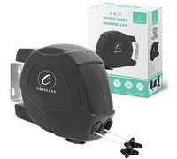 Coselena 30m Retractable Washing Line - Heavy-Duty Twin Clothes Line with Hook - Extendable Non-Slip Clothes Dryer for Indoor & Outdoor Use - Black