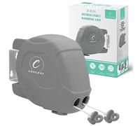 Coselena 30m Retractable Washing Line - Heavy-Duty Twin Clothes Line with Hook - Extendable Non-Slip Clothes Dryer for Indoor & Outdoor Use - Grey