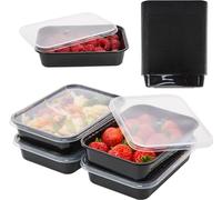 Coselena 50Pcs Black Plastic Meal Prep Containers with Lids - Microwave Safe, Freezer Storage, 500ml