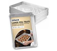 Coselena Foil Baking Tray 32 x 20 cm - 10 Pack Heavy Duty Disposable Aluminium Foil Trays for Baking, Cooking, Roasting, BBQ, Meal Prep and Food Storage