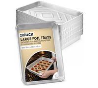 Coselena Foil Baking Tray 32 x 20 cm - 20 Pack Heavy Duty Disposable Aluminium Foil Trays for Baking, Cooking, Roasting, BBQ, Meal Prep and Food Storage