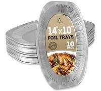 Coselena Foil Trays 14 Inch (Pack of 10) - Durable Aluminium Serving Platters for Catering, Parties, and Events - Ideal Sandwich Platter Trays for Gatherings