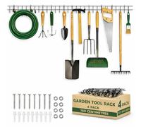 Coselena Garden Tool Storage Rack 160cm - Heavy Duty Metal Wall Mounted Tool Organiser for Shed & Garage, Adjustable Hooks, Space-Saving Garden & Garage Storage Solution