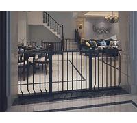 COSEND Extra Wide Baby Gate Tension Indoor Safety Gates Black Metal Large Pressure Mounted Pet Gate Walk Through Long Safety Dog Gate for The House Doorways Stairs(52.76"-57.48"/134-146CM, Black)