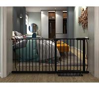 COSEND Extra Wide Baby Gate Tension Indoor Safety Gates Black Metal Large Pressure Mounted Pet Gate Walk Through Long Safety Dog Gate for The House Doorways Stairs (57.48"-62.2"/146-158CM, Black)