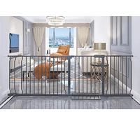 COSEND Extra Wide Pressure Mount Baby Gate Walk Through Auto Close Black Metal Child Dog Pet Indoor Safety Gates for Stairs,Doorways,Kitchen and Living Room (76.38"-81.10"/194-206CM, Black)