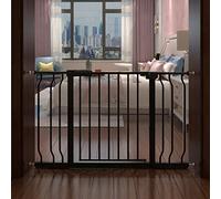 COSEND Extra Wide Pressure Mount Baby Gate Walk Through Auto Close Black Metal Child Dog Pet Indoor Safety Gates for Stairs,Doorways,Kitchen and Living Room (38.58"-43.31"/98-110CM, Black)