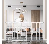 COSEND Extra Wide Pressure Mount Baby Gate Walk Through Auto Close White Metal Child Dog Pet Indoor Safety Gates for Stairs,Doorways,Kitchen and Living Room (62.2"-66.93"/158-170CM, White)