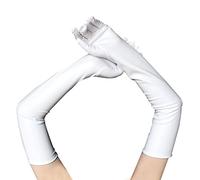 COSFAN 1 Pair Women Long Glove,Patent Leather Gloves,Glossy Finger Gloves for Cosplay Opera Dance Evening Party Costume