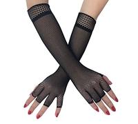COSFAN Half-finger Fishnet Gloves for Women,Long Punk Gloves,80s Fishnet Gloves,Elbow Length Gloves for Cosplay Opera