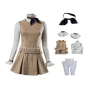 CosFantasy Horror Doll Uniform Cosplay Dress Suit Womens Sleeveless Vintage Faux Suede T Shirt Dresses 5 Pcs FY0160 L