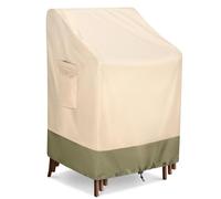 COSFLY Waterproof Patio Stackable Chairs Covers,Outdoor Furniture Covers Heavy Duty for 4-6 Stacking Dining Chairs - Fits up to 28W x 36D x 47H Inches(Beige)