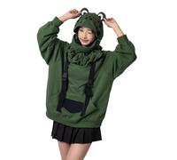 Cosfun Frog Hoodies Cute Animal Hoodie Froggy Oversized Pullover Sweatshirt Hoody Thickness Cotton, Dark Green, S