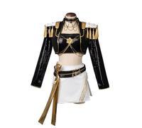 Cosfun Womens Mira Cosplay Costume Set Black Golden Jacket Top Skirt Uniform Suit Dancing Stage L