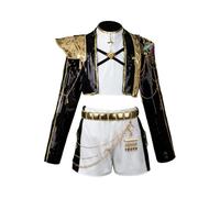 Cosfun Womens Rumi Cosplay Uniform Costume Black Golden Jacket Top Shorts Full Outfits Stage Dancing 150