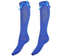 COSHAL® 1 Girls Knee High School Sock's Cotton Socks with Fluffy Ribbons Bow Back to School Sock,s Uniform Party Wear Socks Kids Long Sock 12-3 Royal KHB