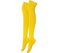 COSHAL® 1 Girls Over The Knee Plain Socks, Women Plain Over The Knee High Socks Cotton Rich Thigh Socks Leg Warmer Casual Thigh High Sock Daily Wear Yellow