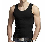COSHAL® 1 Men's Cotton Vests Tank Tops Sleeveless Plain Breathable Slim Fit Summer Top Vest Everyday Athletic wear, Easy Fit Men Workout Shirts (Size XL) Black