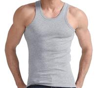 COSHAL® 1 Men's Cotton Vests Tank Tops Sleeveless Plain Breathable Slim Fit Summer Top Vest Everyday Athletic wear, Easy Fit Men Workout Shirts Grey, M