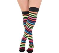 COSHAL® 1 Women's Long Striped Socks Ladies Stripe over the Knee Sock's Girls Womens Over The Knee Stockings Leg Warmer Socks Xmas Party Sock Size 4-6 Multicolours OTK