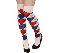 COSHAL® 2 OTK Womens Over The Knee Argyle Socks Ladies Argyle Thigh High Socks Golf Fancy Dress Sock Girls Argyle'sThigh Sock Casual Daily Wear (Royal-Red) Argyle's