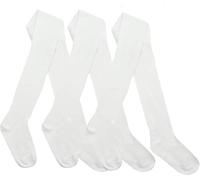COSHAL® 2 Tights Girls Uniform Kids CottonTights Plain School Warm Thick Tight Children Winter School Warm Cotton Rich Tight Plain Super Soft Tights Everyday use White 3-4 Yrs