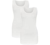 COSHAL® 2 Womens Vest Plain Women Summer Ribbed Vest's Stretchy Top Ladies Casual Sleeveless Cotton Shirt Camisole T-Shirt Style Vest' Muscle Gym Sports Rib Cami Long Vests Tank Top 20 White