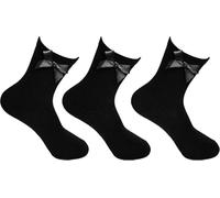 COSHAL® 3 Ankle Bow Girls socks Cotton school Socks with Fluffy Ribbons Bow Back to School Sock's Uniform Party Wear Comfort Socks Girls over Ankle Kids School Sock Size 6-8 Black