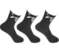 COSHAL® 3 Ankle Bow Girls socks Cotton school's Socks with Fluffy Ribbons Bow's, Back to School Sock's Uniform Party Wear Comfort Socks Girls Bows over Ankle Kids School Sock Black Size 6-8 Grey
