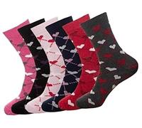 COSHAL® 3 Diabetic Socks Women's Ladies designed socks wide Womens Stretchable Socks for Swollen Feet | Ladies Diabetic Pregnancy sock | size UK Size 4-7 Heart Argyle