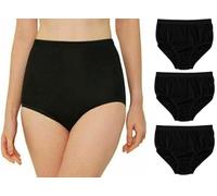 COSHAL® 3 Plain Brief Womens Combed Cotton Full Maxi Briefs Knickers Ladies Full Maxi Soft Stretchy Midi Brief Women Cotton Pants Underwear Girls Knickers for daily wear (Waist 36") UK Size 18 Black