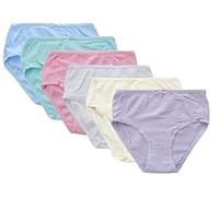 COSHAL® 6 Girls' Cotton Knickers Kids Girls Toddlers Plain Cotton Briefs Underwear - 100% Cotton Soft Girl Pants Knickers Back to School Underear Briefs 2-3 Yrs Pastel