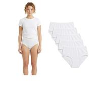 COSHAL® 6 Women's High Waist Full Briefs, 100% Cotton, Soft & Stretchy, Full Coverage Everyday Mama Knickers XXXOS White
