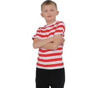 COSHAL® Boys T Shirt Short Sleeve Striped T-Shirt Crew Neck Top Boys Shirt Cotton Kids Tees Tops Childrens School Book WeekShirt Kids Casual Shirt 9-10 Yrs Red/White