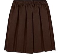 COSHAL® Girls Back to School Uniform Skirts - Kids Girls Summer Skirts Formal Dress Bottom Round Elasticated Waist Box Pleated Stretch Skirt 5-6 Yrs, Brown