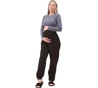 COSHAL® Maternity Jogger Trousers Over Bump Comfort Waistband Women's Pregnancy Fleece Jogger Full Ankle Length Maternity Leggings Loose Casual Joggers Pregnant Pants Size 16 Black