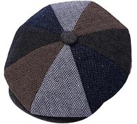 COSHAL® Mens Flat Caps UK 8 Panel Peaky Flat Baker Boy Hats Wool Cap Gatsby Tweed Wool Fabric Newsboy Style Women Baker 1920s Hat Flat Cap Men Herringbone Multicolour XXL