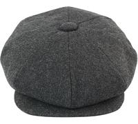 COSHAL® Mens Flat Caps UK 8 Panel Peaky Flat Baker Boy Hats Wool Cap Gatsby Tweed Wool Fabric Newsboy Style Women Baker 1920s Hat Flat Cap Men Plain Charcoal, S