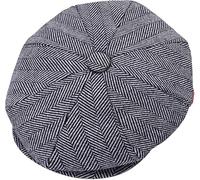COSHAL® Mens Flat Caps UK 8 Panel Peaky Flat Baker Boy Hats Wool Cap Gatsby Tweed Wool Fabric Newsboy Style Women Baker 1920s Hat Flat Cap Men Herringbone Grey, M