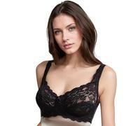 COSHAL® Women's Lace Push Up Bra Womens Underwired Braltte Full Coverage Bras Soft Cups Floral Lace Women Non-Padded Bra with Adjustable Straps Womens Everyday Bra (UK, Cup & Band, 36, D, Black)