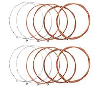 Coshar 2 Set of 6 Folk Guitar Strings Replacements, Stainless Steel, Plated Silver, Beautiful Timbre, (Clear and Gold)