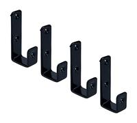 Coshar 4Pcs Heavy Duty Hook Bracket Coated Stainless Steel J Hooks 1-Inch Inner Bunk Bed Ladder Hook Hardware for Bed Decor, Garage Storage, Cable Tool Organization - Black