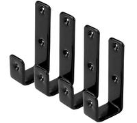 Coshar 4Pcs Heavy Duty Hook Bracket Coated Stainless Steel J Hooks 1-Inch Inner Bunk Bed Ladder Hook Hardware for Bed Decor, Garage Storage, Cable Tool Organization - Black