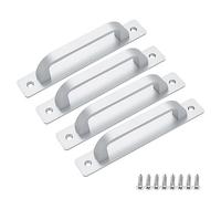 Coshar 5-Inch Matte Silver Cabinet Pulls Drawer Handles, with Base Plate, Aluminium Alloy Square Kitchen Cabinet Handles Closet Door Pulls for Sliding Rustic Barn Gates Garages Sheds (4, Silver)