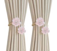 Coshar Curtain Tiebacks Pink Flower Curtain Clips Tie Backs for Curtains Curtain Rope Tieback for Bedroom Decor, Farmhouse Decor,2Pcs Pink
