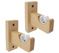 Coshar Wooden Curtain Rod Brackets Closet Rod Holders Wood Curtain Rods With Screws for Kitchen Bedroom Living Room,2Pcs Fit 0.8inch/20mm Diameter Pole,Wood Color