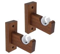 Coshar Wooden Curtain Rod Brackets Curtain Rod Bracket for Wall Closet Rods Support with Screws for Kitchen Bedroom Living Room,2Pcs Fit 0.8inch/20mm Diameter Pole,Dark Wood Color